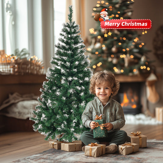 5ft Green Spray White, 480 Branches, PVC Material Christmas Tree