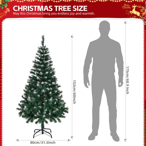 5ft Green Spray White, 480 Branches, PVC Material Christmas Tree