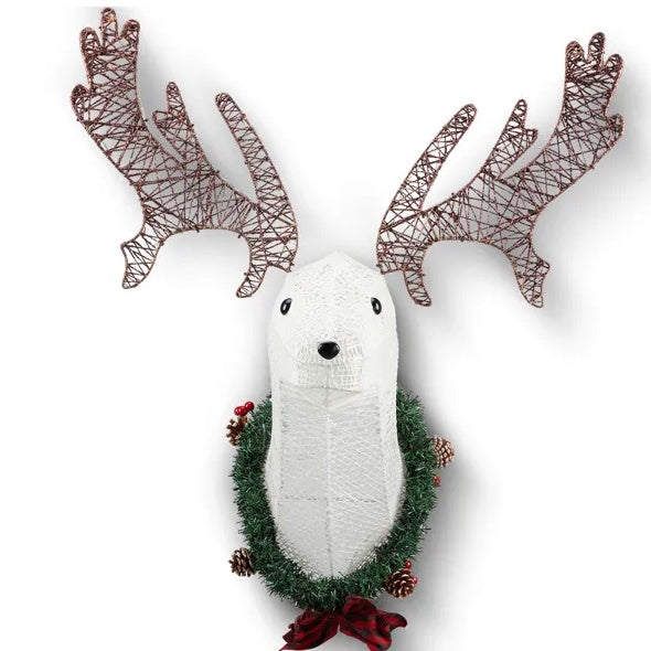 Lighted Christmas Wall Decor Reindeer Head, 39 Pre-lit 3D Rudolph Hanging Wreath For Front Door Window Indoor Outdoor Xmas Decor Lighted Holiday Displays - Phoenix Fire Art Store