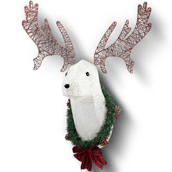Lighted Christmas Wall Decor Reindeer Head, 39 Pre-lit 3D Rudolph Hanging Wreath For Front Door Window Indoor Outdoor Xmas Decor Lighted Holiday Displays - Phoenix Fire Art Store