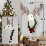Lighted Christmas Wall Decor Reindeer Head, 39 Pre-lit 3D Rudolph Hanging Wreath For Front Door Window Indoor Outdoor Xmas Decor Lighted Holiday Displays - Phoenix Fire Art Store