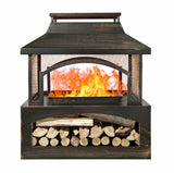 37 Inch Rectangular Metal Outdoor Wood Burning Fireplace - Phoenix Fire Art Store