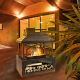 37 Inch Rectangular Metal Outdoor Wood Burning Fireplace - Phoenix Fire Art Store