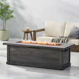 Patio Fire Pit Rectangular Wood Finish MGO Fire Table - 50,000 BT, Grey - Phoenix Fire Art Store
