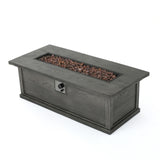 Patio Fire Pit Rectangular Wood Finish MGO Fire Table - 50,000 BT, Grey - Phoenix Fire Art Store