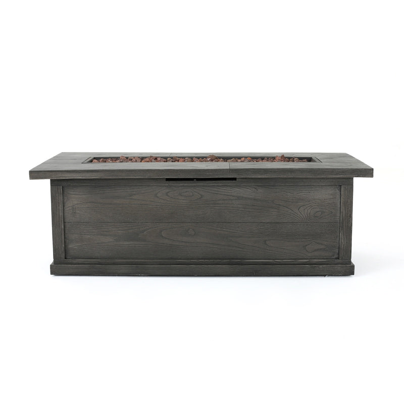 Patio Fire Pit Rectangular Wood Finish MGO Fire Table - 50,000 BT, Grey - Phoenix Fire Art Store
