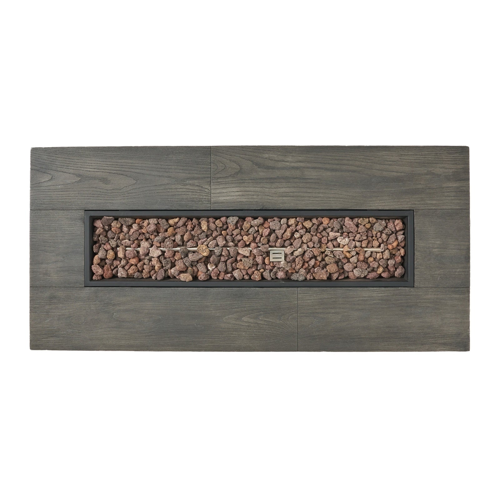 Patio Fire Pit Rectangular Wood Finish MGO Fire Table - 50,000 BT, Grey - Phoenix Fire Art Store