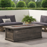 Patio Fire Pit Rectangular Wood Finish MGO Fire Table - 50,000 BT, Grey - Phoenix Fire Art Store