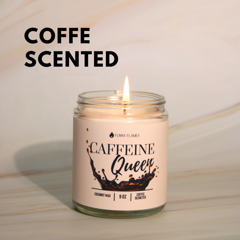 Caffeine Queen Candle - Coffee Lover 9oz Gift Candle - Phoenix Fire Art Store