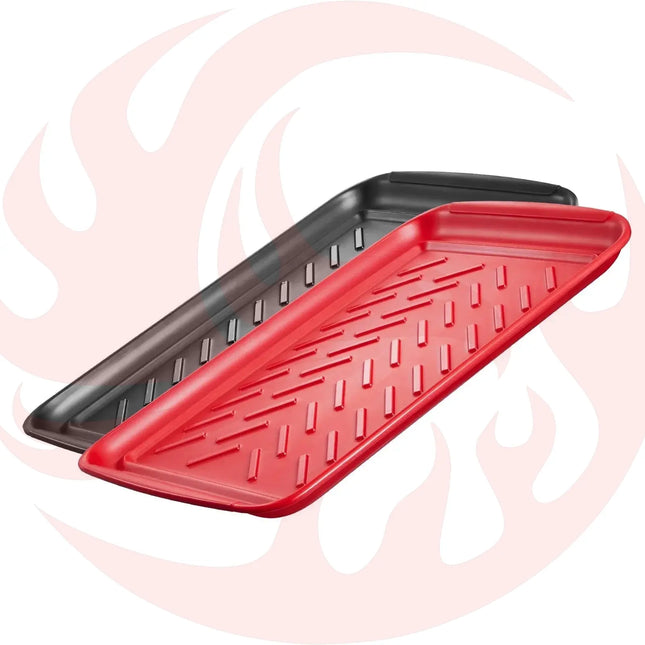 Plastic Serving Trays 17x10.35 Inch Anti-Slip Eating Food Trays 2-Pack - Phoenix Fire Art Store