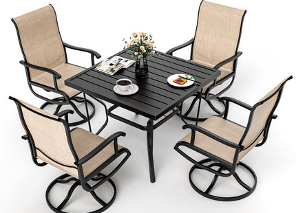 Pamapic 5-Piece Patio Dining Set with 4 Textilene Swivel Chairs Pamapic