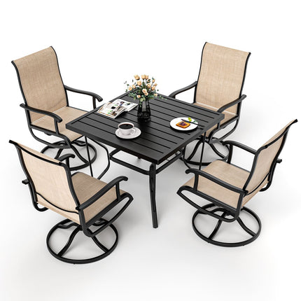 Pamapic 5-Piece Patio Dining Set with 4 Textilene Swivel Chairs Pamapic
