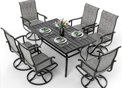 Pamapic Textilene Dining Table with 6 Swivel Chairs (7 Pieces) Pamapic