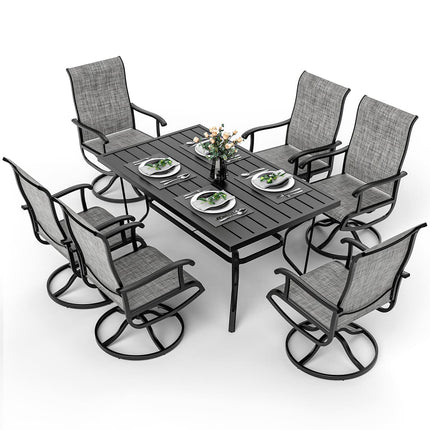 Pamapic Textilene Dining Table with 6 Swivel Chairs (7 Pieces) Pamapic