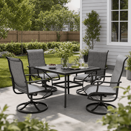 Pamapic 5-Piece Patio Dining Set with 4 Textilene Swivel Chairs Pamapic