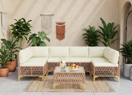 Axis 70.2" Boho Outdoor Sectional Set, 7-Piece Pamapic