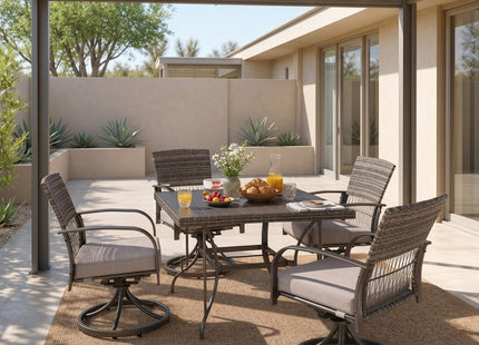 Pamapic Outdoor Dining Table with 4 Swivel Chairs (5 Pieces) Pamapic
