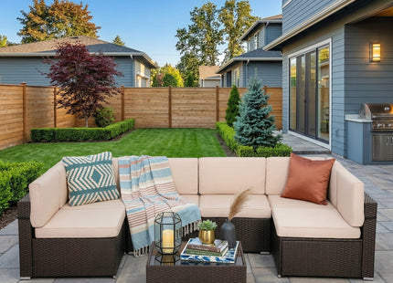Pamapic Rattan Outdoor Sectional Couch Set  (7 Pieces) Pamapic