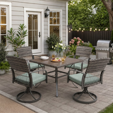 Pamapic Outdoor Dining Table with 4 Swivel Chairs (5 Pieces) Pamapic