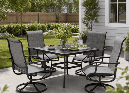 Pamapic 5-Piece Patio Dining Set with 4 Textilene Swivel Chairs Pamapic
