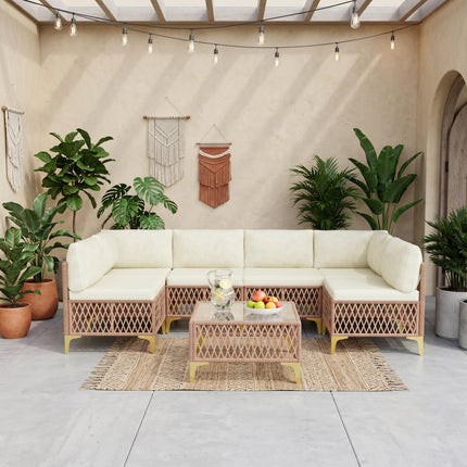 Axis 70.2" Boho Outdoor Sectional Set, 7-Piece Pamapic