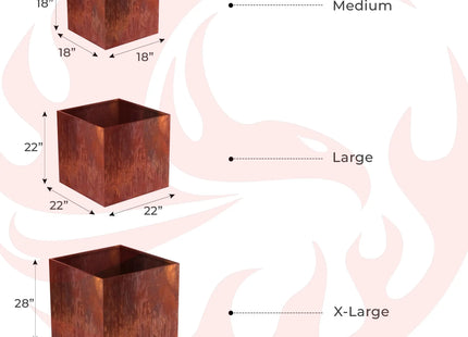 Corten Steel Cube Planters - FREE SHIPPING! - Phoenix Fire Art Store