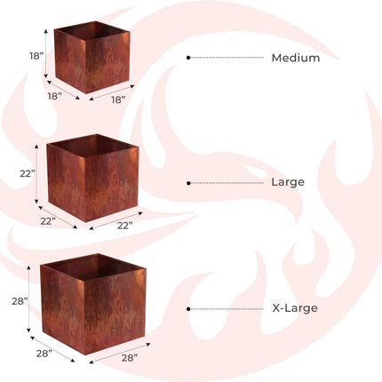 Corten Steel Cube Planters - FREE SHIPPING! - Phoenix Fire Art Store
