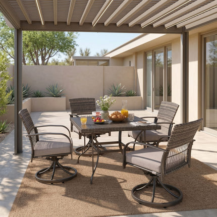 Pamapic Outdoor Dining Table with 4 Swivel Chairs (5 Pieces) Pamapic