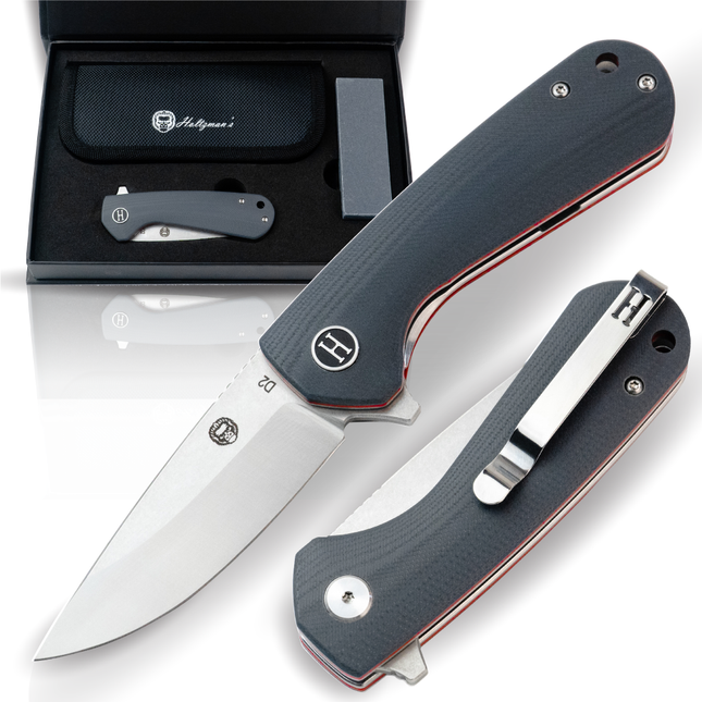 The Peasant Folding Pocket Knife Giftset for Men and Women (Red and Grey)