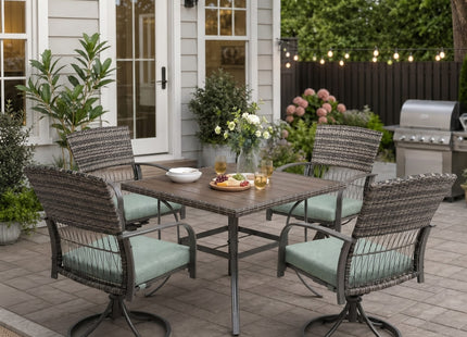 Pamapic Outdoor Dining Table with 4 Swivel Chairs (5 Pieces) Pamapic