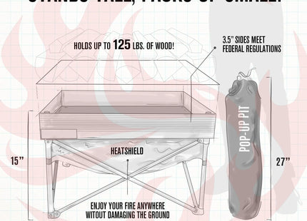 Pop-Up Fire Pit + Heat Shield Bonus Pack – Instant Campfire - Phoenix Fire Art Store