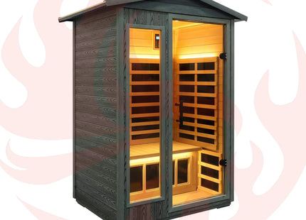 Thermora Premium 2-Person Black Carbonized Walnut Low EMF Far Infrared Outdoor Sauna With Bluetooth Audio And LED Lighting (SAK16850) - Phoenix Fire Art Store