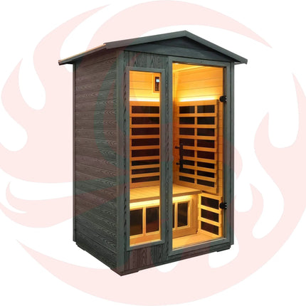 Thermora Premium 2-Person Black Carbonized Walnut Low EMF Far Infrared Outdoor Sauna With Bluetooth Audio And LED Lighting (SAK16850) - Phoenix Fire Art Store
