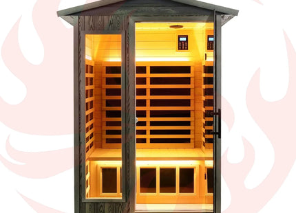 Thermora Premium 2-Person Black Carbonized Walnut Low EMF Far Infrared Outdoor Sauna With Bluetooth Audio And LED Lighting (SAK16850) - Phoenix Fire Art Store