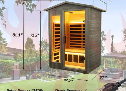 Thermora Premium 2-Person Black Carbonized Walnut Low EMF Far Infrared Outdoor Sauna With Bluetooth Audio And LED Lighting (SAK16850) - Phoenix Fire Art Store