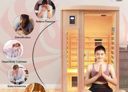 Thermora Premium 2-Person Low EMF FAR-Infrared Heat Wood Home Personal Spa Sauna With Ceramic Heaters, 1760W (SAK25714) - Phoenix Fire Art Store