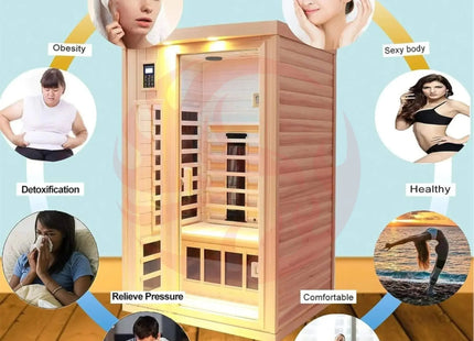 Thermora Premium 2-Person Low EMF FAR-Infrared Heat Wood Home Personal Spa Sauna With Ceramic Heaters, 1760W (SAK25714) - Phoenix Fire Art Store