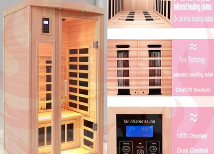 Thermora Premium 2-Person Low EMF FAR-Infrared Heat Wood Home Personal Spa Sauna With Ceramic Heaters, 1760W (SAK25714) - Phoenix Fire Art Store