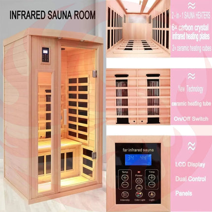 Thermora Premium 2-Person Low EMF FAR-Infrared Heat Wood Home Personal Spa Sauna With Ceramic Heaters, 1760W (SAK25714) - Phoenix Fire Art Store
