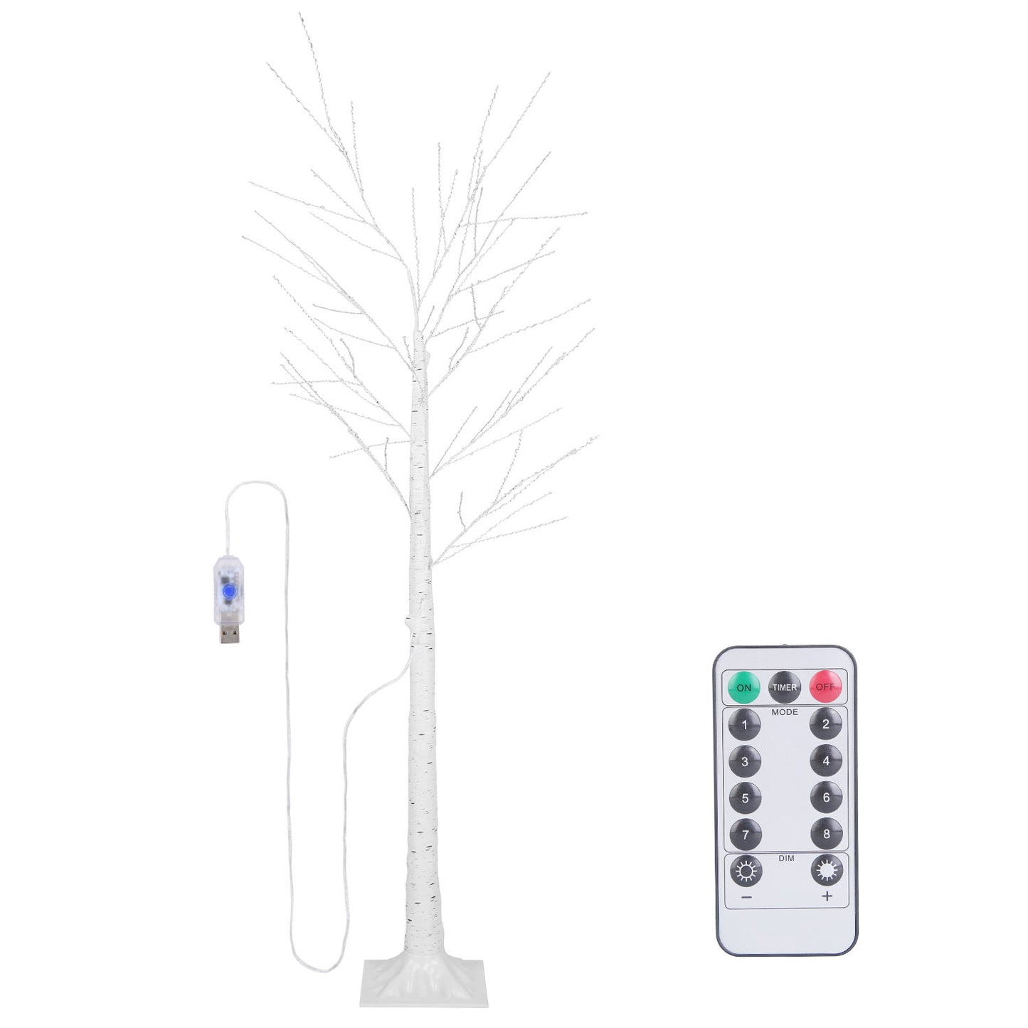 4FT-6FT Options -- 1Pc Lighted Birch Tree Artificial White Birch Twig Tree With 8 Warm White Lighting Modes For Wedding Party Christmas Holiday Festival Home Decoration