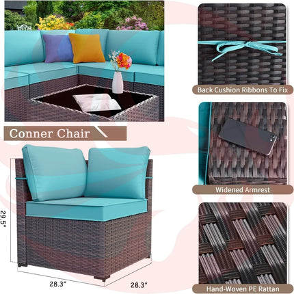 Rattan Patio Furniture Set With Fire Pit Table-1