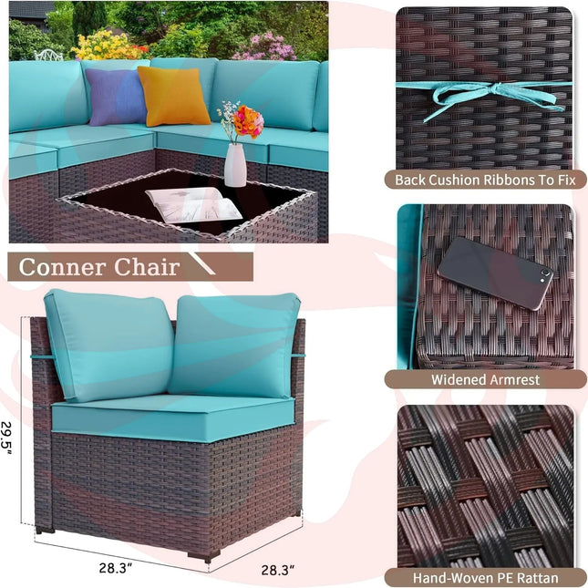 Rattan Patio Furniture Set With Fire Pit Table-1