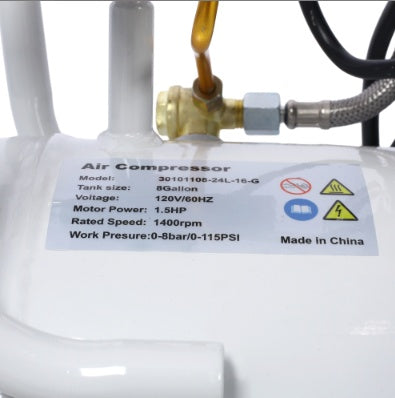 1.5HP 8 Gallon Oil-Free Silent Air Compressor - 115 PSI Portable Professional