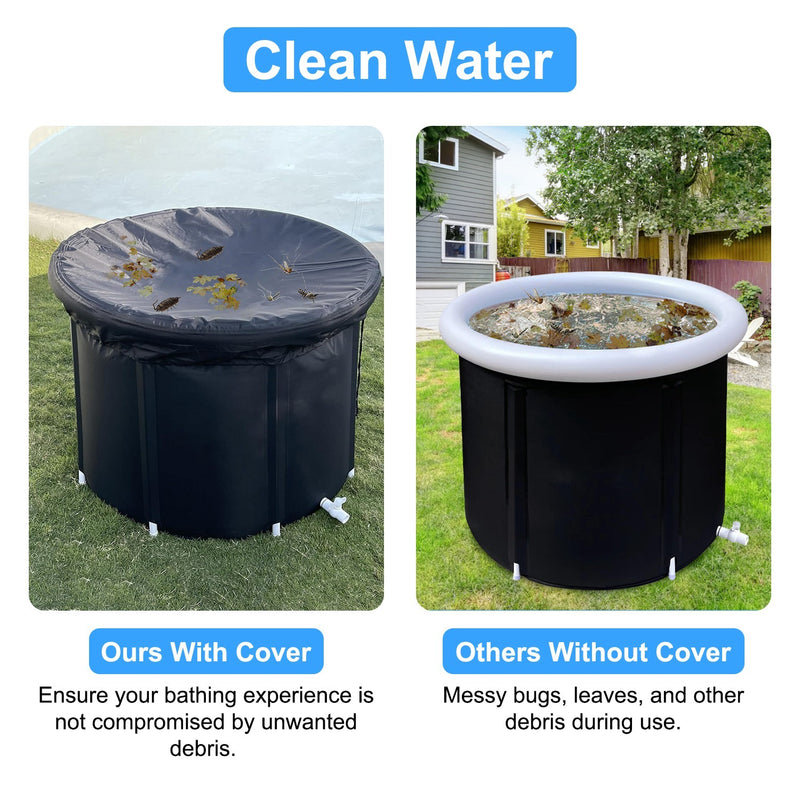 97Gal Ice Bath Tub With Cover for Cold Water Therapy, 660LBS Load Capacity 33.46x33.46x29.52in