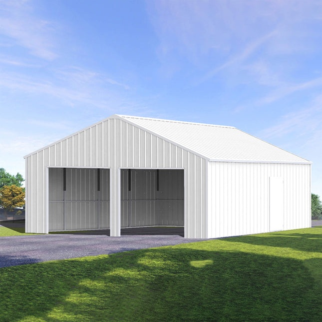 [22X23FT] Alora Heavy-Duty Double Garage Steel Barn Storage Shed (SAK94567) SAKSBY WHOLESALE