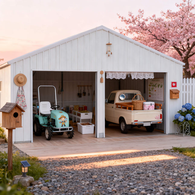 [22X23FT] Alora Heavy-Duty Double Garage Steel Barn Storage Shed (SAK94567) SAKSBY WHOLESALE