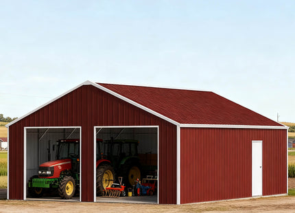 [22X23FT] Alora Heavy-Duty Red-Brown Double Garage Steel Barn Storage Shed (SAK83456) SAKSBY WHOLESALE