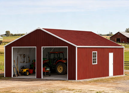 [22X23FT] Alora Heavy-Duty Red-Brown Double Garage Steel Barn Storage Shed (SAK83456) SAKSBY WHOLESALE