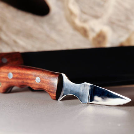 Game Processing Kit – 6-Piece Rosewood Handle Knife Set with Leather Roll
