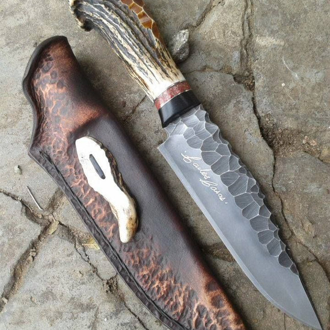 Custom Handmade Stone Texture Hand Forged 1095 High Carbon Steel Vintage Viking Knife